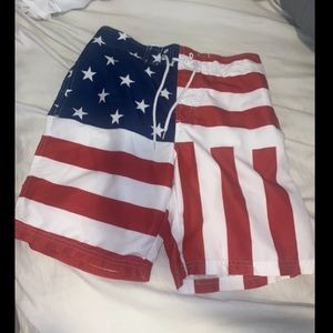 Primark Kids American Flag Swim Trunks Mesh Lined Size Small
